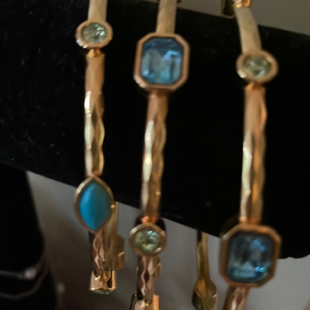 Ladies Brass Bracelets, excellent condition, multi color stones.